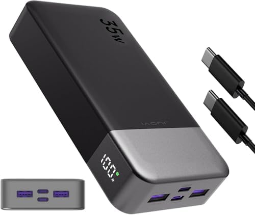 High-Speed 35 W USB-C Portable Charger – 20,000 m Ah Power Bank with QC4.0 & PD3.0 for Rapid Charging of Mobile Phones, Tablets, & Bluetooth Devices – Ultimate Compatibility & Convenience in Sleek Blue Design