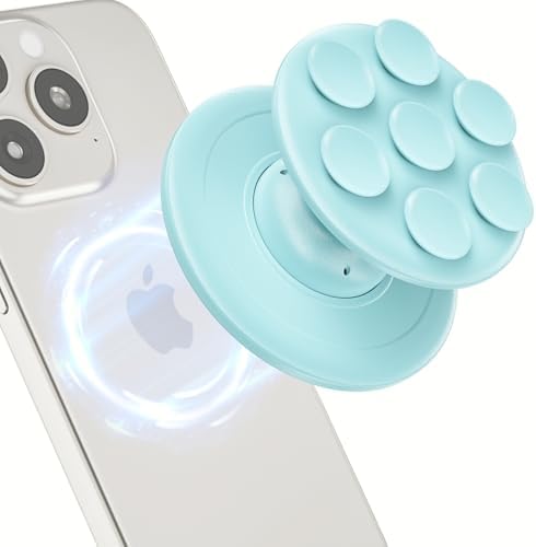 AUROX Chic Pink Magnetic Phone Grip – Premium Silicone Mag Safe Holder for i Phone 12-16 Series, Collapsible Design for Effortless Selfies & Videos, Enhanced Portability & Stability for Everyday Use, Ideal for Hands-Free Photography