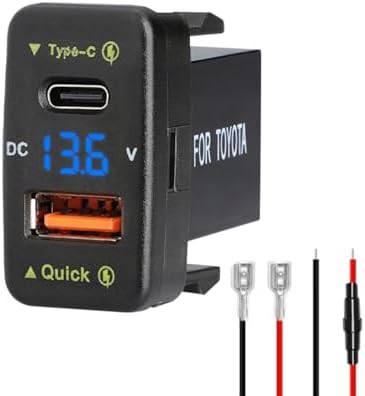 Levigo Dual USB Car Charger – 18 W Power Delivery & Quick Charge 3.0 for Toyota – Compact, LED Voltmeter Display for Real-Time Voltage Monitoring – Universal Compatibility for 12 V/24 V Vehicles – Fast Charging Solution for Smartphones and Tablets