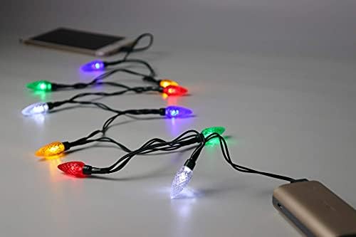 YAGE Tale LED Christmas Light Phone Charger Cord – 50 Inch USB Cable with 10 Multicolor LED Bulbs for i Phone Compatibility – Fast Charging and Festive Decor for Holiday Joy – Perfect Holiday Accessory for Students and Travelers