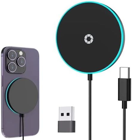 Enhance Your Charging Experience with the Premium 15 W Mag Safe Wireless Charger – LCD Display, Magnetic Fast Charging Pad for i Phone 12-16 Series, Sleek Glass Design, USB-C Port, Perfect for On-the-Go Power Solutions