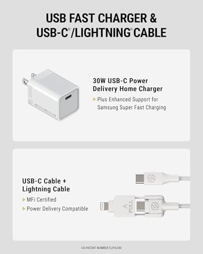 Scosche SHPDC20 20 W USB-C Fast Charging Wall Charger with 4 FT USB-C to Lightning Cable – Universal Compatibility for i Phone 12-16, i Pad, and Type-C Android Devices – Compact and Durable Power Solution for Home and Travel