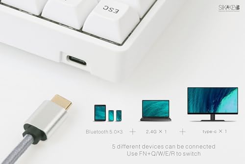 Unleash Your Creativity with the SK1 60% DIY Mechanical Keyboard Kit – Customizable RGB Hot-Swap Design for Enhanced Gaming and Typing, Tri-Mode Connectivity (Bluetooth 5.0, 2.4 GHz, Type-C), GH60 Compatible, Sleek White Finish – Perfect for Enthusiasts and Casual Users!