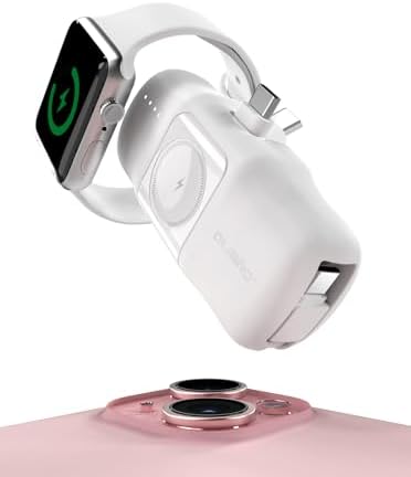 Travel Essentials Dual Mini Power Bank Set – 4500 m Ah Portable Charger for i Phone 14 & Apple Watch – Compact Fast Charging Solution in Sleek Black & White – Ideal Travel Accessory for On-the-Go Tech Users