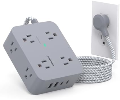 HANYCONY 6 ft Surge Protector Power Strip with 8 Outlets & 2 USB-C Ports – Essential College Dorm Extension Cord with Space-Saving Flat Plug for Fast Charging and Device Safety – Perfect for Home Office and Tech Needs