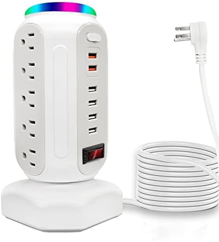 Ultimate Power Strip Tower with 15 Outlets & 6 USB Ports – Surge Protector with Vibrant LED Indicator & Rapid Charge Technology – 6.5 ft Heavy-Duty Extension Cord for Home Office & Entertainment Hub – Versatile Desktop Charging Solution for All Devices Ultimate Power Strip Tower with 15 Outlets & 6 USB Ports – Surge Protector with Vibrant LED Indicator & Rapid Charge Technology – 6.5 ft Heavy-Duty Extension Cord for Home Office & Entertainment Hub – Versatile Desktop Charging Solution for All Devices