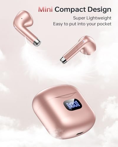 Premium Bluetooth 5.3 Wireless Earbuds with 40-Hour Playtime | IPX7 Waterproof In-Ear Headphones for Sports and Everyday Use | Ergonomic Comfort Fit with Superior Sound and Clear Calls | Sleek White Design with LED Charging Case | Universal Compatibility for All Devices