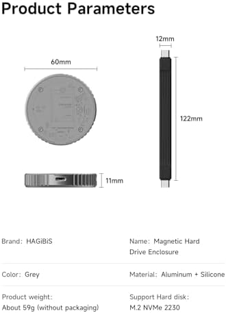 Revolutionize Your Storage with Hagibis Magnetic M.2 2230 NVMe SSD Enclosure – Ultimate USB-C 3.2 Gen2 Adapter for i Phone 16, 15 Pro Max, Mac Book, i Pad Pro & Android Devices | Lightning-Fast 10 Gbps Data Transfer, Durable Aluminum Design & Portable Convenience for On-the-Go Users