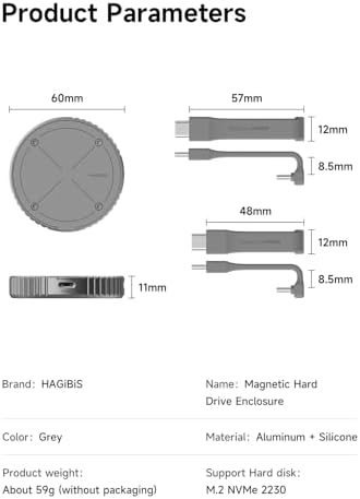 Revolutionize Your Storage with Hagibis Magnetic M.2 2230 NVMe SSD Enclosure – Ultimate USB-C 3.2 Gen2 Adapter for i Phone 16, 15 Pro Max, Mac Book, i Pad Pro & Android Devices | Lightning-Fast 10 Gbps Data Transfer, Durable Aluminum Design & Portable Convenience for On-the-Go Users