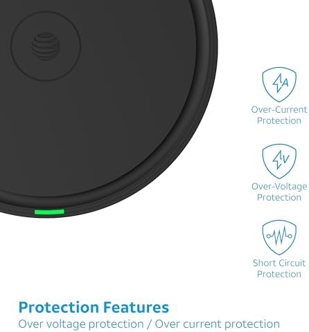 AT&T 15 W Magnetic Qi Wireless Charging Pad with Built-in Ring Stand – Fast USB-C Power Delivery for i Phone, Samsung Galaxy & Google Pixel – Sleek, Case-Friendly Design for Effortless Charging and Hands-Free Use