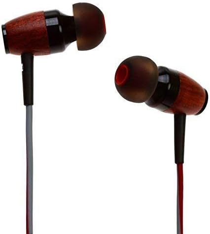 Experience Superior Sound with Symphonized DRM Premium Wood In-Ear Noise-Isolating Headphones – Unmatched Comfort, Built-in Mic, and Tangle-Free Design for Enhanced Audio Compatibility (Red/Gray)