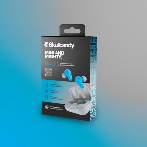Skullcandy Dime 2 Bluetooth Wireless Earbuds – Noise-Isolating Audio with 12-Hour Battery Life, Integrated Microphone for Hands-Free Calls, Lightweight Design with Lanyard for Ultimate Portability – Compatible with i Phone & Android, True Black Finish for Stylish Comfort