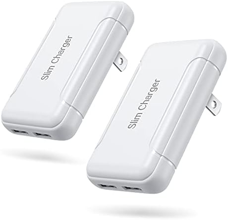 Ultra-Slim Dual USB-A Wall Charger 2-Pack – 3 A/5 V Fast Charging Block with Foldable Plug for i Phone 16 Series, i Pad, Samsung & Pixel Devices – Compact Travel-Friendly Charger for Efficient Power on the Go