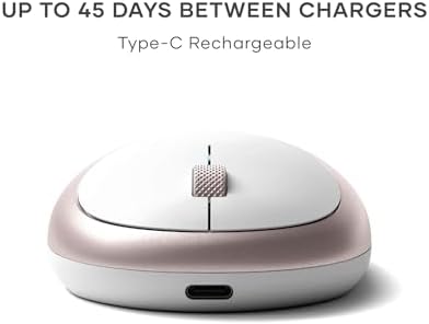 Satechi M1 Wireless Bluetooth Mouse – USB-C Rechargeable, Sleek Compact Design for Mac & Windows, Ultimate Portability for i Phone, i Pad Pro, Mac Book & More – Stylish Silver Finish for Effortless Connectivity and Comfort