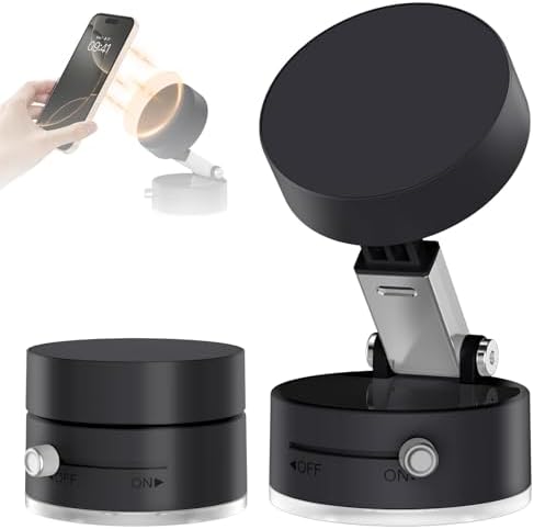 VENINGO Magnetic Suction Car Phone Holder – 360° Rotating Mount for Mag Safe Smartphones – Foldable Design for Easy Storage – Strong Vacuum Grip for Smooth Surfaces – Sleek Black Finish for All Vehicle Models – Ultimate Hands-Free Navigation and Safety