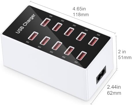 Multi-Device USB Charging Hub with 10 High-Speed Ports – Smart Plug Power Strip for i Phone 15/14/13, i Pads, Galaxy Watches & Android Phones – Ultimate Fast Charging Solution for Home & Office Efficiency
