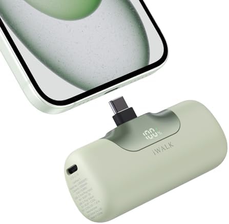 Compact Pink i WALK 5500 m Ah Power Bank – Ultra-Fast 22.5 W USB-C Charger for i Phone 16/15, Samsung Galaxy S25/S24/S23, i Pad – Lightweight Portable Battery for On-the-Go Charging and Enhanced Compatibility