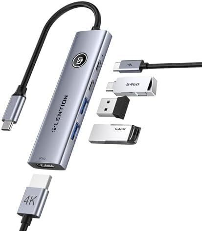 Unlock Seamless Connectivity with the LENTION 5-in-1 USB C Multiport Hub – High-Speed USB A 3.0, 4 K HDMI Adapter & 100 W Power Delivery for Effortless Charging and Data Transfer – Perfect for Laptops and Type C Devices on the Move