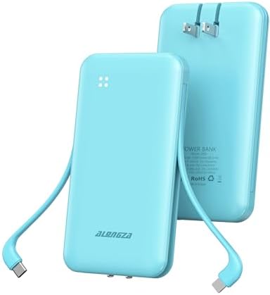 Experience Ultimate Portability with Alongza 10,000 m Ah Fast Charging Power Bank – Sleek Design with Built-In Cables and AC Plug for Effortless Device Charging on the Go – Lightweight, Compact USB C External Battery for Seamless Travel Convenience and Enhanced Compatibility Across All Smartphones and Gadgets