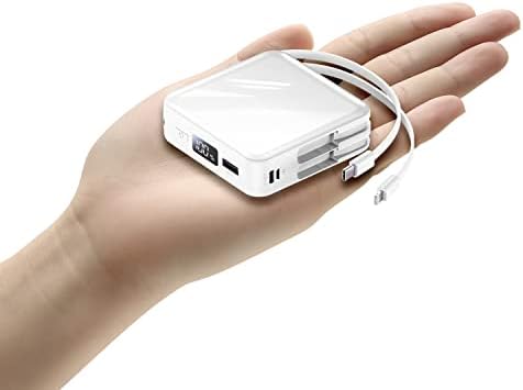 High-Capacity 20000 m Ah Fast Charging Power Bank with Built-in USB-C and i OS Cables – LED Display for Effortless Device Monitoring, Ideal for i Phone 14/13/12/11 & Samsung Galaxy, Lightweight Portable Charger for On-the-Go Power Solution