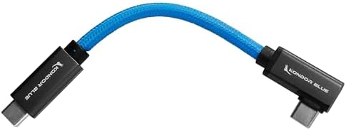 KONDOR BLUE 6-Inch USB-C 3.2 Right Angle to Straight Cable – Ultra-Fast 20 Gb/s Data Transfer, Durable Design for i Phone 15 & Android, Perfectly Engineered for Tight Spaces, Stylish Blue Finish for Modern Tech Enthusiasts