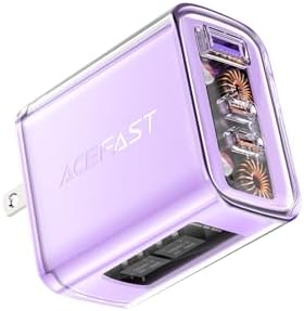 ACEFAST PD65 65 W 3-Port USB C Fast Charging Power Adapter – Sleek Pink Foldable Charger for i Phone, i Pad & Laptops – Efficient Multi-Device Rapid Charging Solution for Tech Enthusiasts – Compact and Portable Design for On-the-Go Power Needs