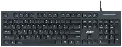 Lenovo 300 USB Wired Keyboard – Ergonomic Full-Size Design with Adjustable Tilt for Ultimate Comfort, Spill-Resistant & Compatible with Windows 7/8/10 – Enhance Your Typing Experience with Reliable Performance and Sleek Black Finish