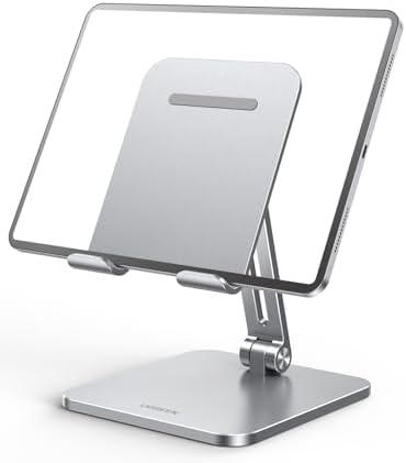 UGREEN Adjustable Tablet Stand for i Pad – Sturdy Aluminum Desk Holder with Enhanced Stability for Pro, Air, and Mini Models – Optimized Viewing Comfort, Portable Design, and Sleek Black Finish – Ideal Home & Office Accessory