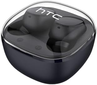 HTC Advanced Bluetooth 5.3 True Wireless Earbuds – Premium Noise Cancelling In-Ear Headphones with Touch Controls and Built-in Microphone, 22 Hours of Playtime, Waterproof Design – Stylish Black Finish for Android & i OS Compatibility
