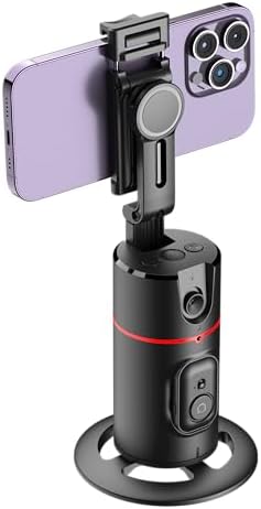 Auto Face Tracking Tripod, No App Required, Rechargeable Battery, 360° Rotation Phone Tracking Holder Face Body Phone Camera Mount for Live Vlog Streaming Video Chat – Enhanced Compatibility and Speed