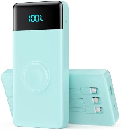 High-Capacity 10800 m Ah Portable Power Bank with Integrated Charging Cables & Wireless Apple Watch Dock – 25 W Quick Charge Solution for i Phone 16/15/14/13/12 & Android Devices – Sleek Pink Design for Effortless Travel – Enhanced Safety Features for Optimal Device Protection