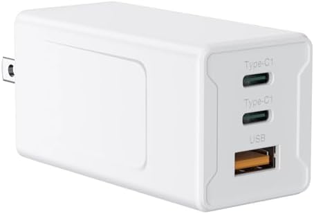 65 W 3-Port USB-C Fast Charger – Versatile Power Adapter for Mac Book, i Phone 16/15/14, Galaxy & More – Compact Design with Included Cable for Effortless Home or Travel Use – Optimal Device Compatibility & Safety Features