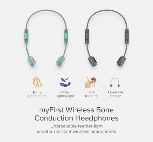 Discover the Future of Sound with My First Bone Conduction Headphones – Open-Ear Bluetooth Design for Kids and Adults – Vibrant Green, IPX6 Waterproof for Unmatched Durability and Safe Listening While Staying Aware of Your Surroundings – Perfect for Outdoor Activities and Active Lifestyles