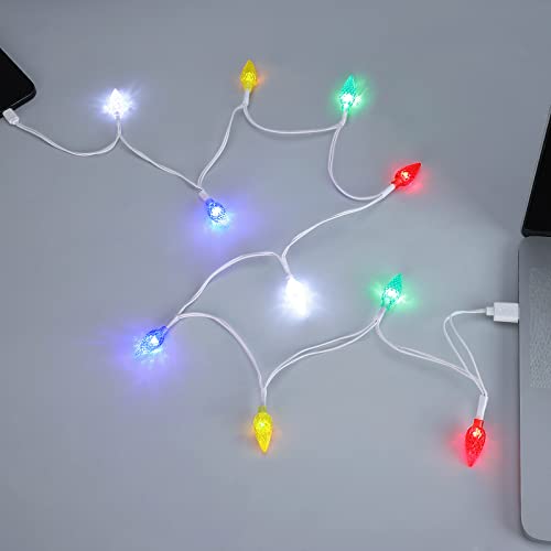 Festive LED Christmas Light USB-C Charging Cable for i Phone 15 Series & Samsung Devices – 10 Illuminating Lights for Holiday Décor, Fast Charging, and Enhanced Compatibility (White – 2 Pack) – Perfect Gift for Tech Enthusiasts