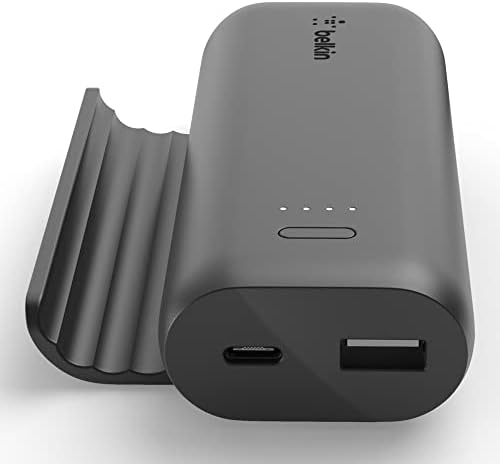 Belkin Play Series 5 K Portable Power Bank with Integrated Smartphone Stand – Dual USB Charger for Gaming and Video Streaming on the Go – Lightweight and Fast Charging Battery Pack for Universal Device Compatibility
