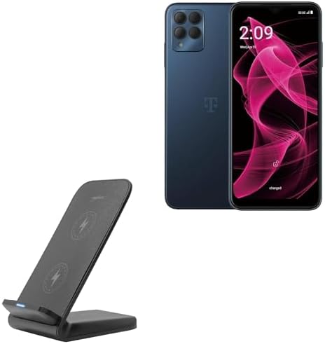 Elevate Your Charging Game: Box Wave Wireless Quick Charge Stand for T-Mobile REVVL 6 X Pro 5 G – 15 W Qi-Certified Desktop Charger in Sleek Jet Black for Optimal Viewing and Enhanced Speed – Effortless Power, Safety, and Style for Home and Office Use
