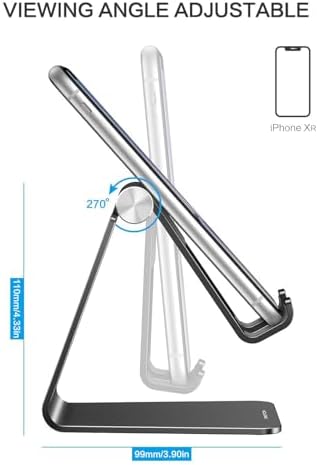 OMOTON Adjustable Cell Phone Stand, C2 Aluminum Desktop Phone Holder Dock Compatible with iPhone 15 14 13 Xs XR 8 Plus 7 6, Samsung Galaxy, Google Pixel, Android Phones – Enhanced Compatibility and Speed