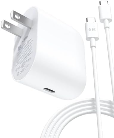 Jiunai 45 W USB C Fast Charging Power Adapter with 6 ft Cable – Universal Type C Charger for Pixel 9 Pro, i Phone 16 & 15, Mac Book Air, Galaxy S25/S24/S23 – Travel-Ready High-Speed Charging Solution with Enhanced Compatibility