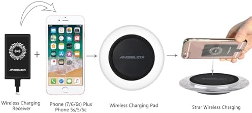 ANGELIOX Premium Fast Wireless Charging Pad with Integrated Receiver – Effortless Cord-Free Solution for i Phone Models 5 to 7 Plus, Enhance Device Durability and Streamline Your Charging Experience with Modern Elegance