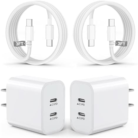 Revolutionize Your Charging Routine: Dual-Port Fast Wall Charger Set for i Phone 16 & 15 – Includes 6 FT USB C to C Cable – Rapid Power Delivery for i Pad Pro and More – Safety-First Design for Worry-Free Use – Ideal for Family and Travel Charging Needs