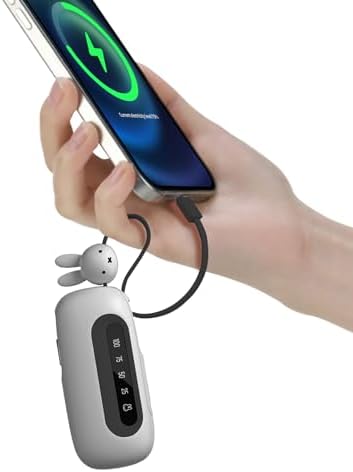 MIPOW Miffy 70 th Anniversary Edition Portable Power Bank Tube – 20 W Fast Charging with Dual Built-in Cables – Stylish and Compact Charger for i Phone & Android Devices – Perfect for On-the-Go Power Solutions and Collectors