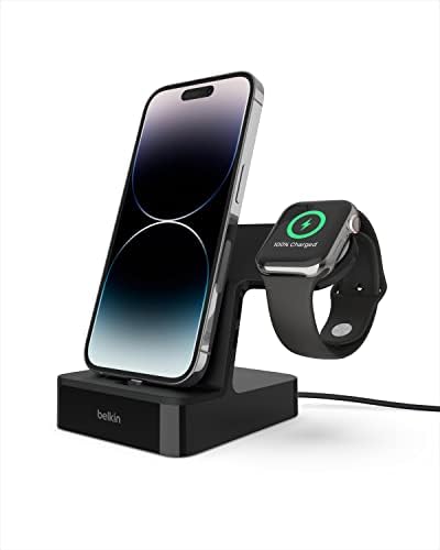 Ultimate Belkin Magnetic 2-in-1 Lightning Charging Dock for i Phone & Apple Watch – Fast, Secure, and Stylish Charging Solution in Sleek Black for Tech-Savvy Users