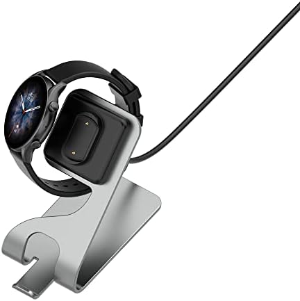 Chofit Premium Charger Dock for Amazfit Smartwatches – Fast USB Charging Station with 4.9 ft Cord for GTR4, GTR4 Pro, GTS4, GTS3, GTR 3, and T-Rex 2 – Stylish Silver Finish for Home & Office Use – Reliable & Durable Smartwatch Accessory