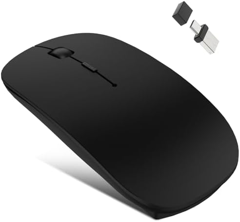 Sleek Silver Bluetooth Wireless Mouse for Mac Book Air & Pro – Ergonomic, Rechargeable, and Silent Tri-Mode Connectivity (2.4 G USB-C/USB-A, Bluetooth 5.2/3.0) for Ultimate Productivity on the Go