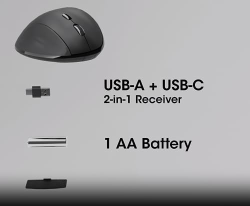 Enhance Your Productivity with the MANHATTAN Wireless Compact Travel Mouse – Versatile 2.4 GHz RF Connection, Adjustable 800/1200/1600 DPI, Six Customizable Buttons, USB-A & USB-C Dual Receiver for Ultimate Compatibility – Perfect for Laptops, PCs & On-the-Go Professionals – Backed by a 3-Year Warranty for Peace of Mind