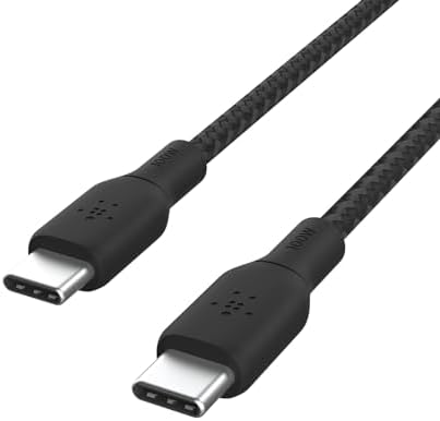 Belkin 6.6 ft USB C to USB C Charging Cable – 100 W Fast Charger for i Phone 16, Galaxy S25, Pixel 9 & More – Durable Braided Design for Enhanced Flexibility & Portability – Ideal Travel Companion in Sleek White Finish – Efficient Power Delivery & Rapid Data Transfer