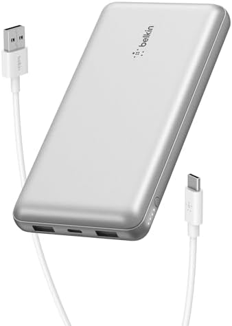 Belkin 20000 m Ah USB-C Power Bank – Dual USB-A Ports, Fast 15 W Charging for i Phone 16/15 Plus, Samsung Galaxy S25, Pixel, i Pad, Nintendo Switch 2 – Travel-Friendly Design in Pearl Blue for Enhanced Device Compatibility and On-the-Go Power