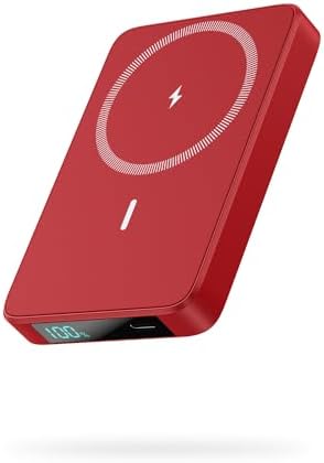Ultra-Slim Magnetic Portable Charger 10800 m Ah Power Bank with LCD Display – Fast 20 W PD USB-C Input/Output, Wireless Charging for Mag Safe-Compatible i Phones Including 16/15/14/13 Series – Lightweight Travel Essential for On-the-Go Power