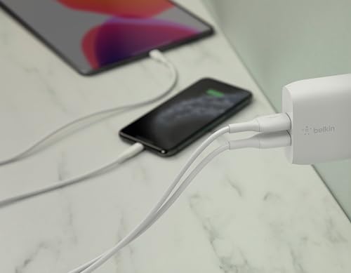 Belkin 24 W Dual Port USB Charger Block – Fast Charging Power Adapter for i Phone 16/15/14, i Pad Pro, Samsung Galaxy S25, Nintendo Switch 2 & More – Simultaneous Device Charging with Enhanced Safety Features – Compact & Travel-Friendly Design