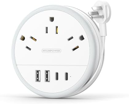 Stylish NTONPOWER Purple Extension Cord with 3 AC Outlets & 4 USB Ports (2 USB-C) – 4 FT Flat Power Strip for Kawaii Dorm & Office Decor – Compact, Versatile Charging Station for Modern Workspaces